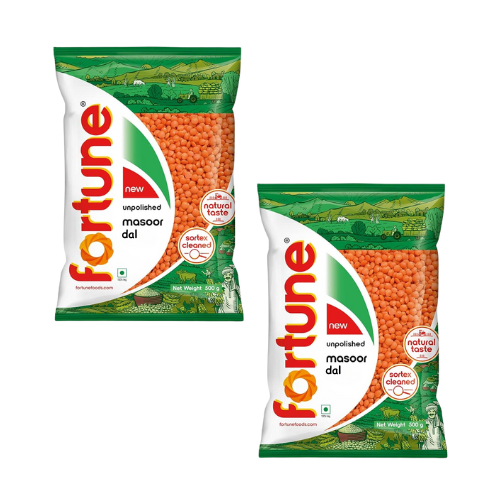 Fortune Red Lentils / Masoor Split (Bundle of 2 x 500g) - 1Kg