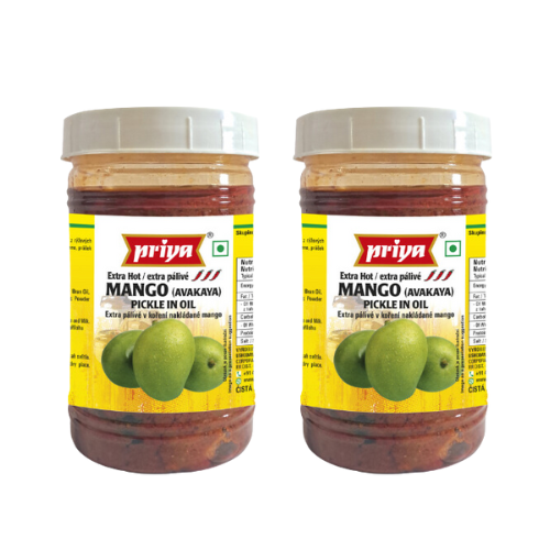 Priya nakládané mango (EXTRA PÁLIVÉ) bez česneku v PET láhvi (Balení 2 x 300g) 600g