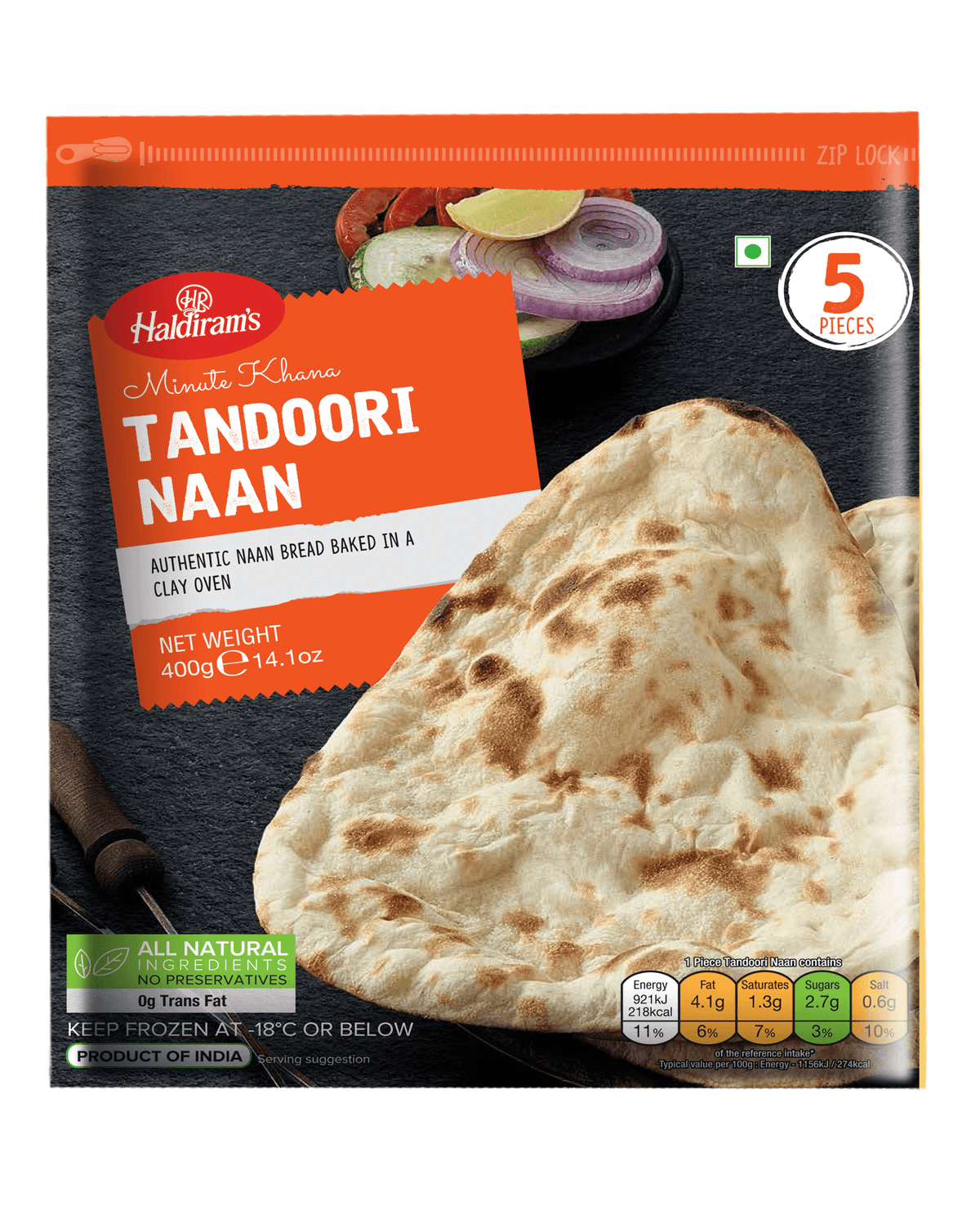 Haldiram's Tandoori Naan (400g) - Frozen Item !!!