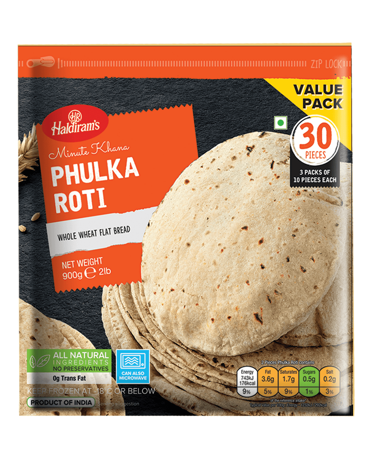 Haldiram's Phulka Roti (360g) - Frozen Item !!!
