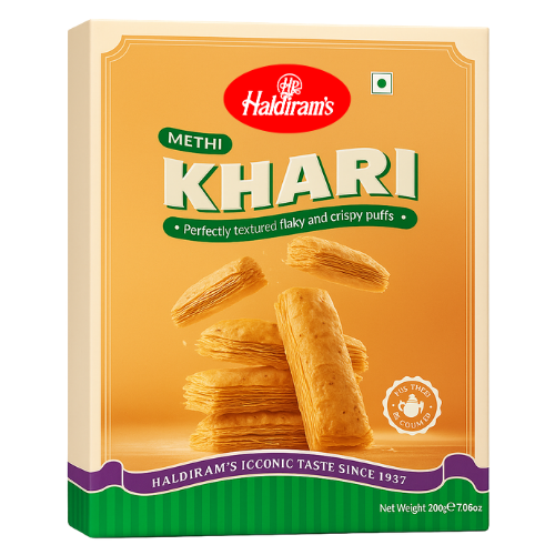Haldiram's Khari Methi Puff / Křupavý snack s příchutí pískavice (200g)