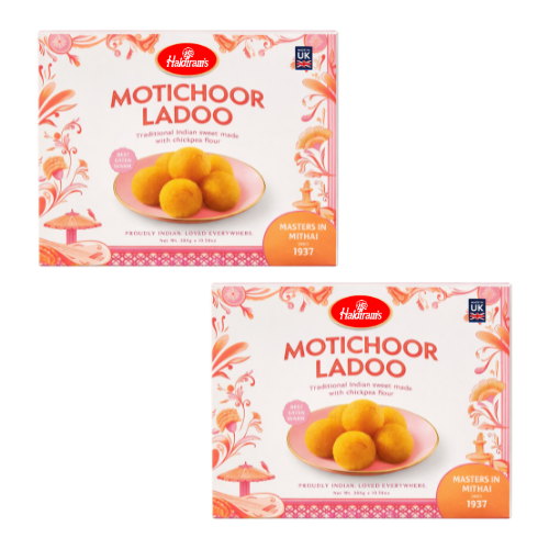 Haldiram's Moti Choor Ladoo / Dezertní kuličky v sirupu (Balení of 2 x 300g) 600g