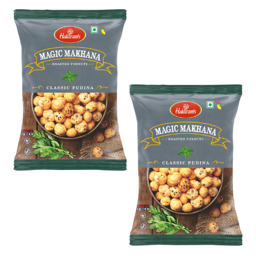 Haldiram's Roasted Foxnuts Classic Pudina / Pražená lotosová semínka s příchuti máty (Balení 2 x 30g) 60g