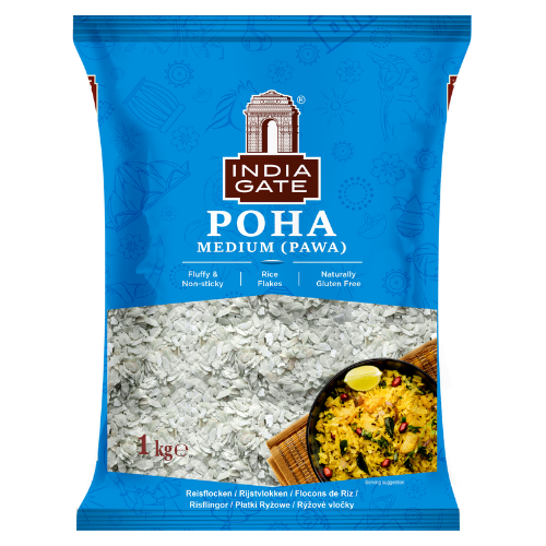 India Gate Poha / Powa / Flattened Rice - Medium (1Kg)