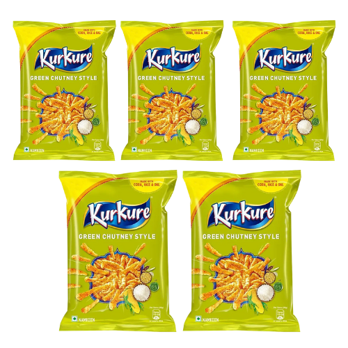 Kurkure snack s příchutí zeleného čatní (Balení 5 x 68 - 90g) 340 - 450g