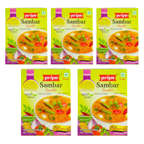 Priya Sambar Powder / Koření na polévku Sambar (Balení 5 x 100g) 500g