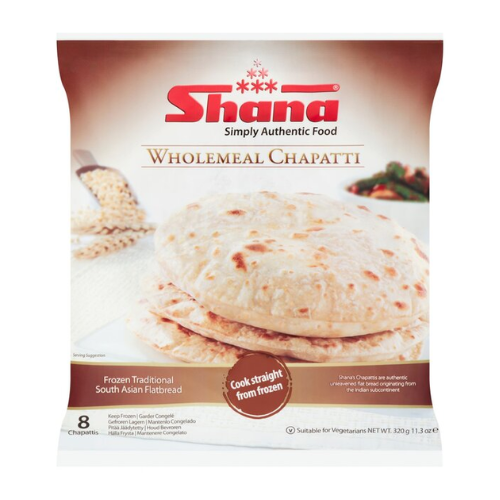 Shana whole meal Chapatti / Celozrnné chapatti (320g) - Mražené zboží!
