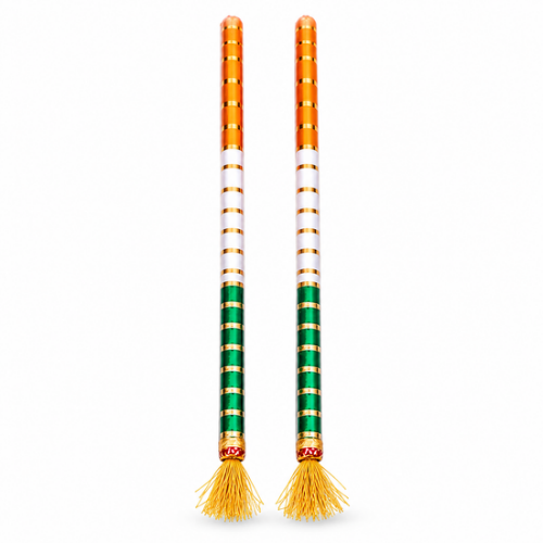 Wooden Dandiya Stick - Tiranga with Golden Tassels (1pc)