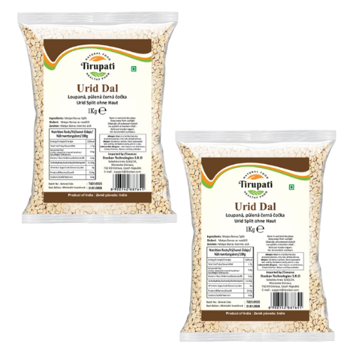 Tirupati loupaná, půlená černá čočka (Balení 2 x 1kg) 2kg