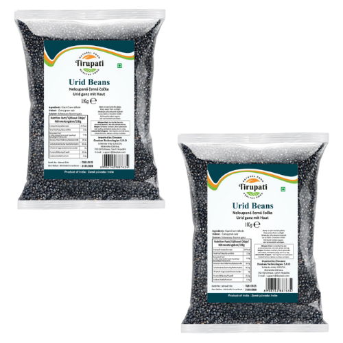 Tirupati neloupaná černá čočka (Vigna mungo)(Balení 2 x 1kg) 2kg