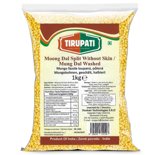 Tirupati půlené, loupané fazole mungo (1kg)