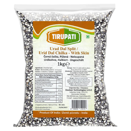 Tirupati půlená černá čočka, neloupaná (1kg)