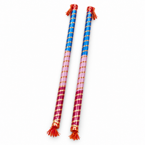 Wooden Dandiya Sticks – Blue & Pink Sunset (1pc)