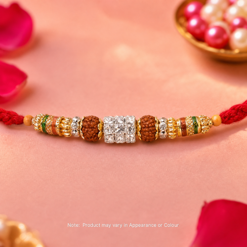Tradiční náramek Rakhi ve stylu Rudraksha Kundan (1ks)