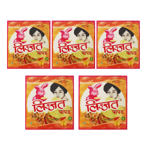 Lijjat Papad / Papadum - Red Chilli (Bundle of 5 x 200g)