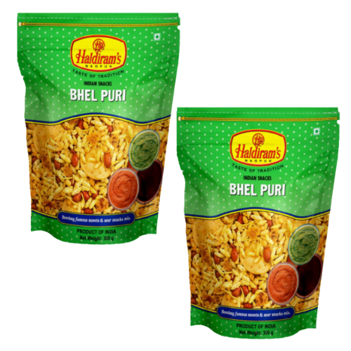Haldiram's Bhel Puri / Směs kořeněných křupek a arašídů (Balení 2x300 g) 600g