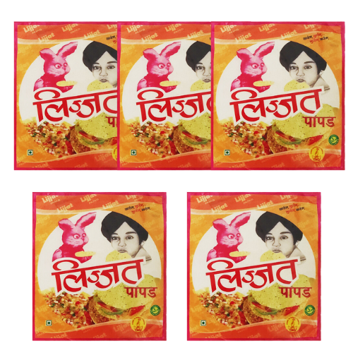 Lijjat Papad / Papadum - Cumin (Jeera) (Bundle of 5 x 200g)