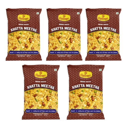 Haldiram's Khatta Meetha - sladko kyselý, kořeněný mix (Balení 5 X 150 g)