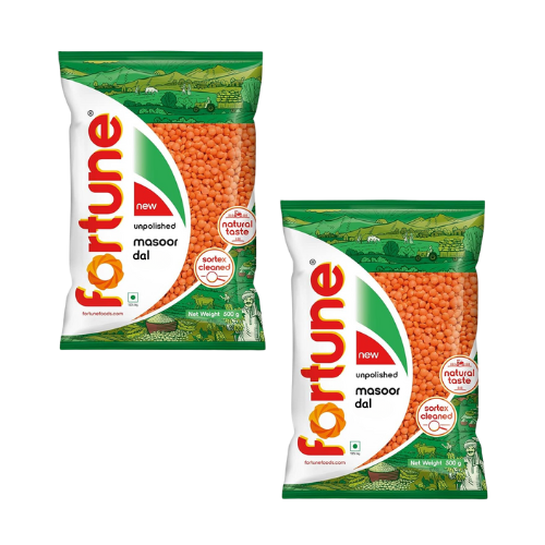 Fortune Red Lentils / Masoor Split (Bundle of 2 x 500g)