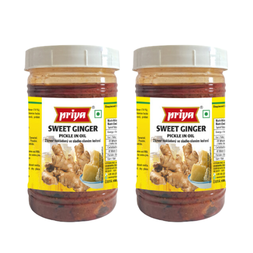 Priya Sweet Ginger Pickle Without Garlic - PET JAR (Bundle of 2 x 300g)