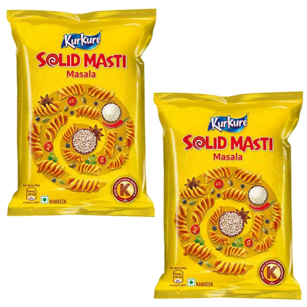 Kurkure Solid Masti / Kořeněné křupky (Balení 2 x 75g) 150g SLEVA! [DMT: 14. leden 2025]