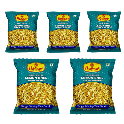 Haldiram's Lemon Bhel / Slano-kyselý mix pufované rýže (Balení 5x150 g) 750g