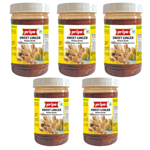 Priya Sweet Ginger Pickle Without Garlic - PET JAR (Bundle of 5 x 300g)