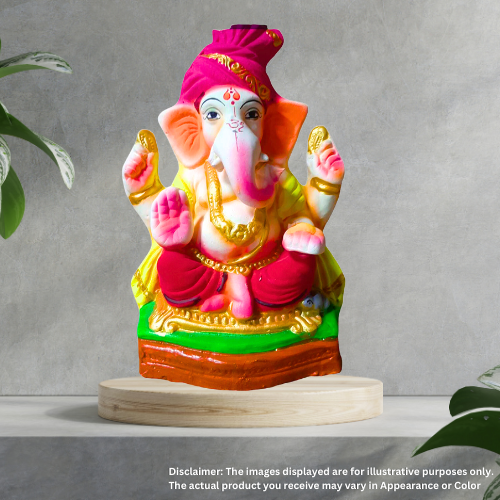 Chourang Pheta / Turban Pagdi Ganesha Idol Eco-Friendly 10inch (1pc)