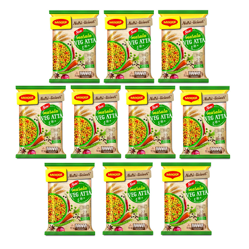 Maggi Veg Atta Noodles (Bundle of 10 x 75g) - Sale Item [BBD: 05 October 2023]