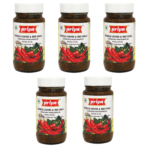 Priya Gongura with Red Chilli / Nakládaná gongura s červeným chilli (Balení 5 x 300g) 1,5Kg
