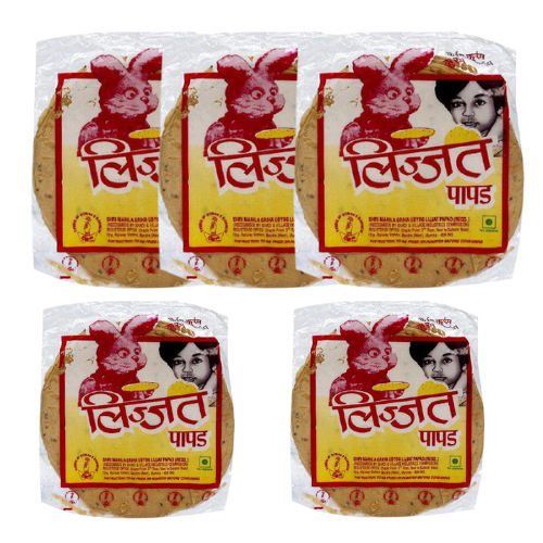 Lijjat Papad / Papadum - Sindhi Masala (Bundle of 5 x 200g)