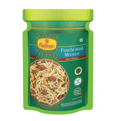 Haldiram's Panchrattan Mixture / Bramborové nudličky s kešu, rozinkami a praženými mandlemi (150 g)