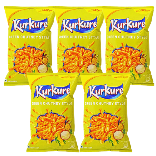 Kurkure snack s příchutí zeleného čatní (Balení 5 x 90g) 450g SLEVA! [DMT: 30. říjen 2025]