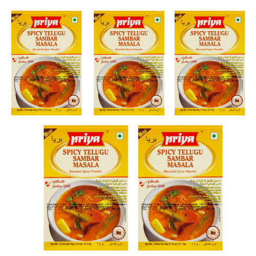 Priya Pikantní Telegu Sambar Koření (Balení 5 x 50g) 250g