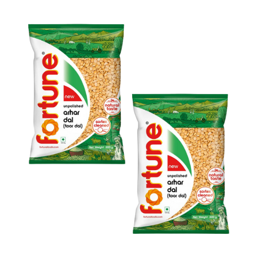 Fortune Toor Dal Plain / Pigeon Peas (Bundle of 2 x 500g)