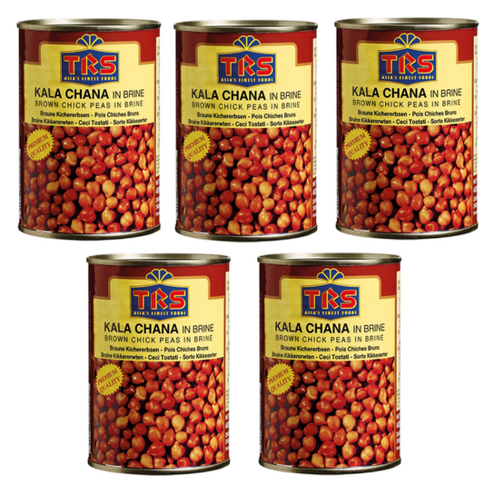 TRS Canned Boiled Brown Chickpeas / Kala Chana Tin (Bundle of 5 x 400g) - 2kg