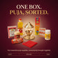 Navratri Akhand Jyot Puja Kit – Brass Akhand Jyoti Stand, Tirupati Diya Oil, Long Cotton Wicks, Tirupati Bhimseni Camphor, Cycle Three In One Agarbatti, Nima Moli Kalava, Tirupati Roli Kumkum, Tirupati Sindur, Rituals Red Pooja Cloth