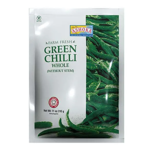 Ashoka Green Chilli Whole (310g) - Frozen Item !!