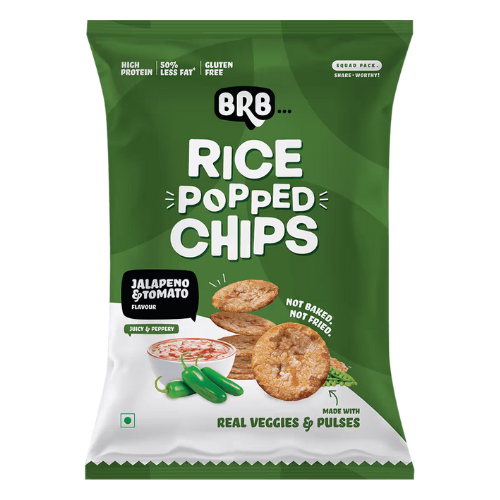 BRB Rice Popped Chips - Jalapeno & Tomato Flavour (48g)
