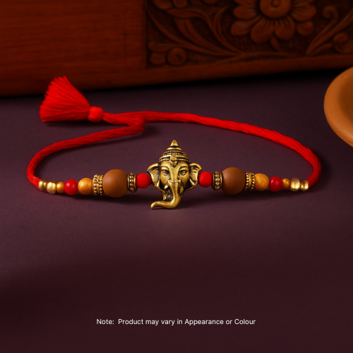 Blessed Ganesha Rudraksha Rakhi (GG-3005) (1pc)