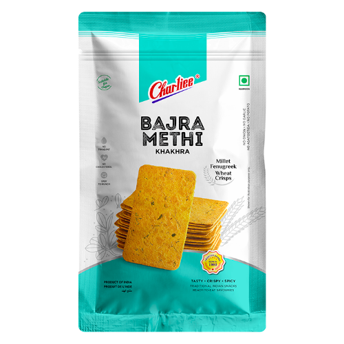 Charliee Bajra Methi Khakra / Křupavý snack s pískavicí (150 g)