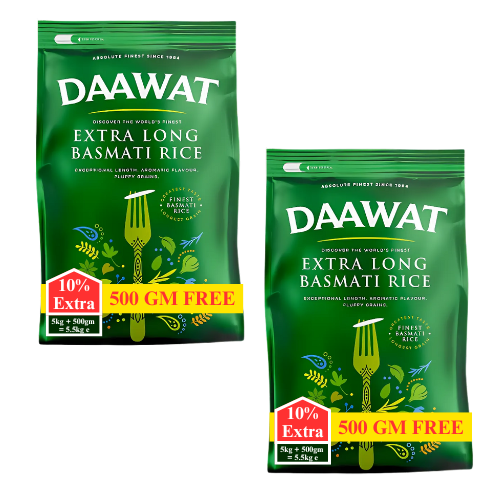 Daawat Extra dlouhá rýže Basmati (Balení  2 x 5kg) + 10% Extra - 11Kg