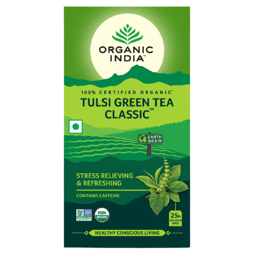 Organic India Tulsi Green Tea Classic Infusion Bags (25 Tea Bags)