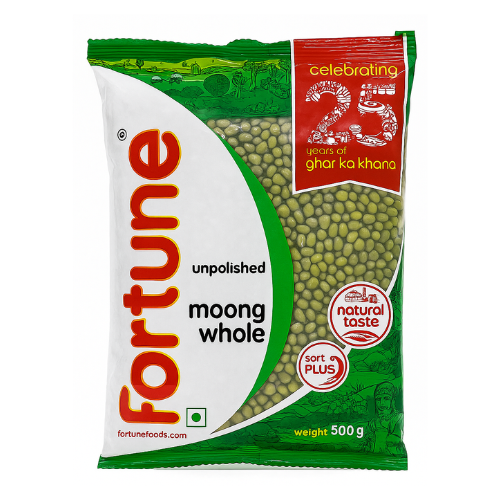 Fortune Moong Dal Whole / Mung Beans With Skin (500g)