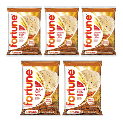 Fortune Chakki Atta / Whole Wheat Flour (Bundle of 5 x 5kg) - 25kg Export Pack !!