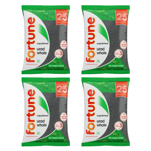 Fortune Urad Dal Whole With Skin / Celá černá čočka, neloupaná (Balení 4 x 500 g) 2kg