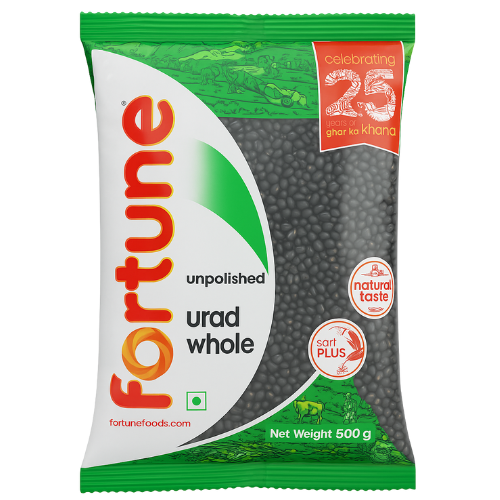 Fortune Urad Dal Whole With Skin / Celá černá čočka, neloupaná (500g)
