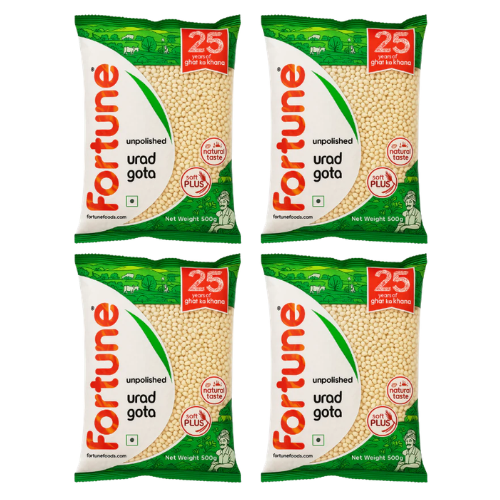Fortune Urad Dal Whole / Urid Gota - Without Skin (Bundle of 4 x 500g)