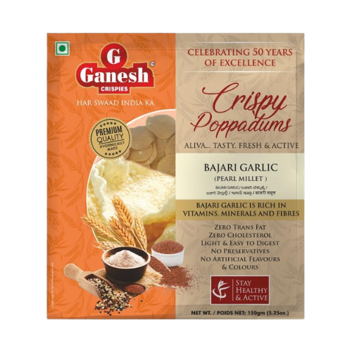Ganesh jáhelný papad s česnekem (150g)