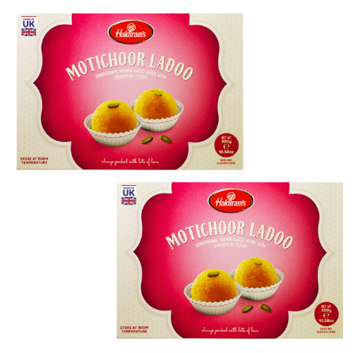 Haldiram's Moti Choor Ladoo / Dezertní kuličky v sirupu (Balení of 2 x 300g) 600g